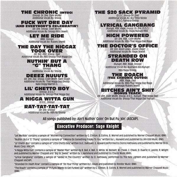 Dr. Dre : The Chronic (CD, Album, RE)