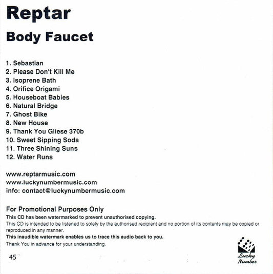 Reptar (2) : Body Faucet (CDr, Album, Copy Prot., Promo)