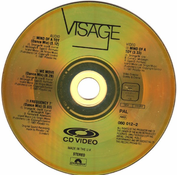 Visage : Mind Of A Toy (CDV, 5", Single, PAL)