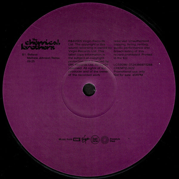 The Chemical Brothers : Believe (12", Single, Promo)