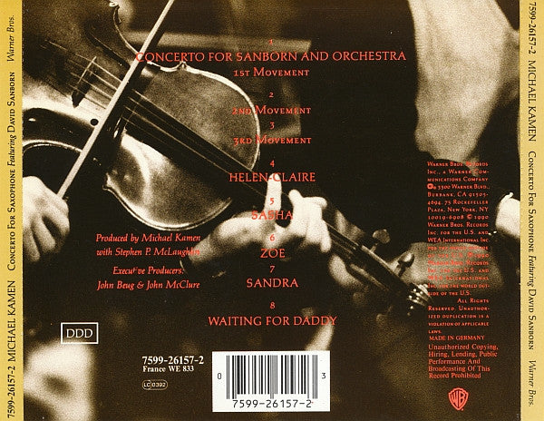 Michael Kamen : Concerto For Saxophone (CD, Album)