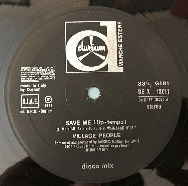 Village People : Sleazy (Disco Mix) / Save Me (Uptempo Version) (12")