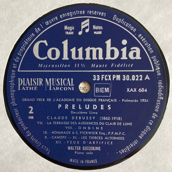 Claude Debussy - Walter Gieseking : Préludes - Livre 2 (LP, Mono, RE)