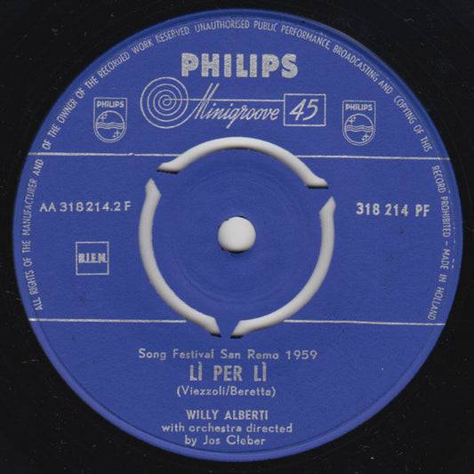 Willy Alberti : Piove (Ciao Ciao, Bambina) (7", Mono)