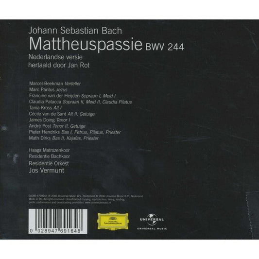 Johann Sebastian Bach - Residentie Orkest - Haags Matrozenkoor - Residentie Bachkoor : Mattheuspassie Bwv 244 (2xCD, Album)