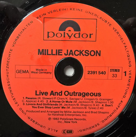 Millie Jackson : "Live And Outrageous" (LP, Album)