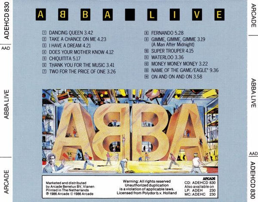 ABBA : Live (CD, Album)