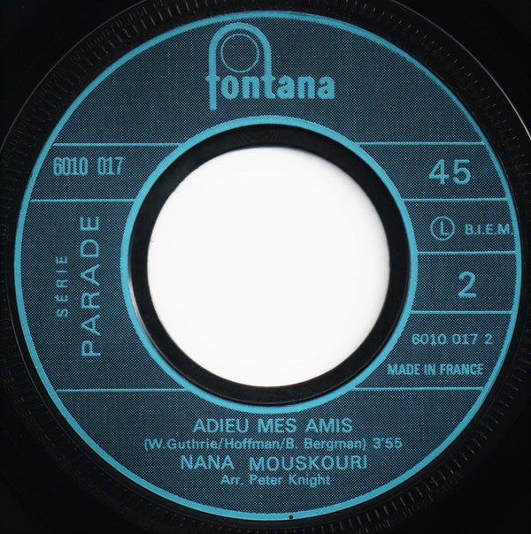 Nana Mouskouri : Comme Un Pont Sur L'Eau Trouble / Adieu Mes Amis (7", Single)