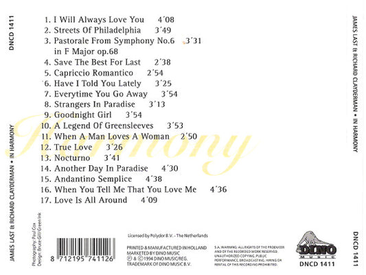 James Last, Richard Clayderman : In Harmony (CD, Album)