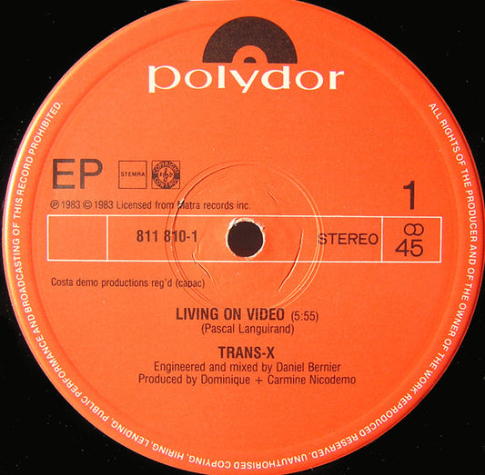 Trans-X : Living On Video / Vivre Sur Vidéo (12", EP, Maxi)
