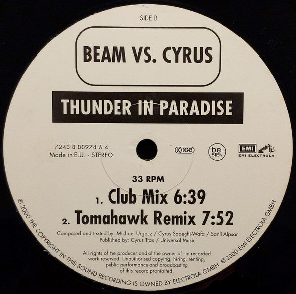 Beam Vs. Cyrus : Thunder In Paradise (12")