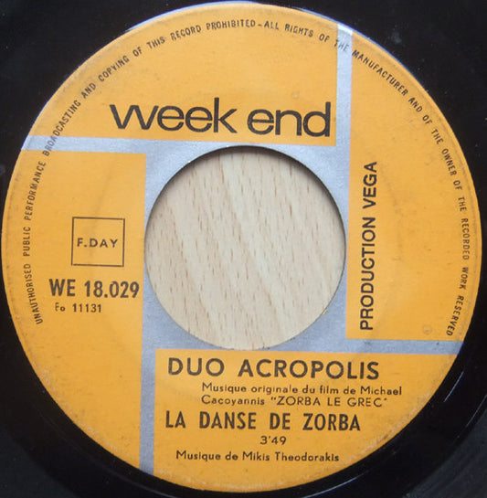 Duo Acropolis : Zorba Le Grec (Musique Originale) (7", Single)