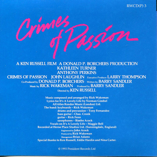 Rick Wakeman : Crimes Of Passion - Original Soundtrack Recording (CD, Album)