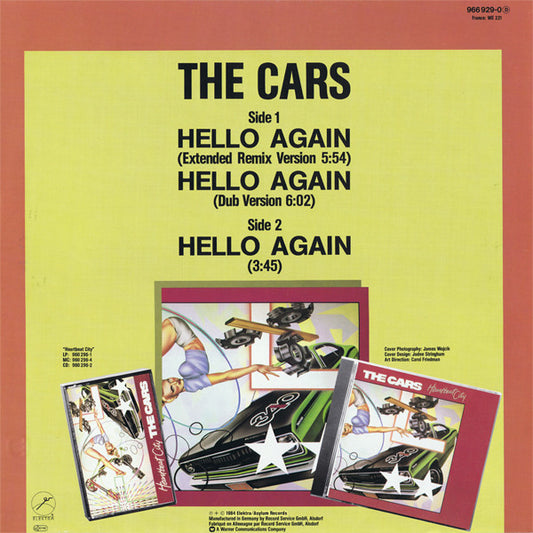 The Cars : Hello Again (Special 12 Inch Remix By Arthur Baker) (12", Maxi)