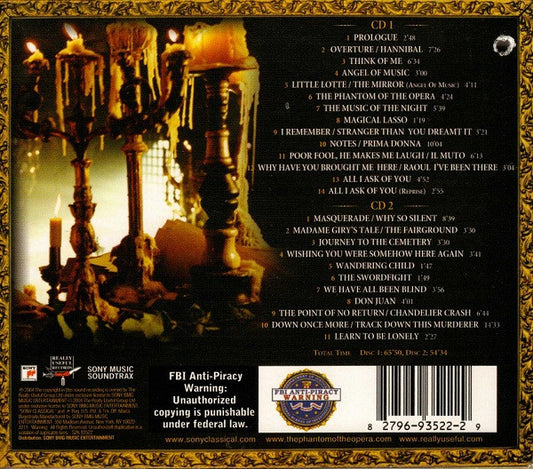 Andrew Lloyd Webber : The Phantom Of The Opera (The Original Motion Picture Soundtrack) (2xCD, Album, Del)