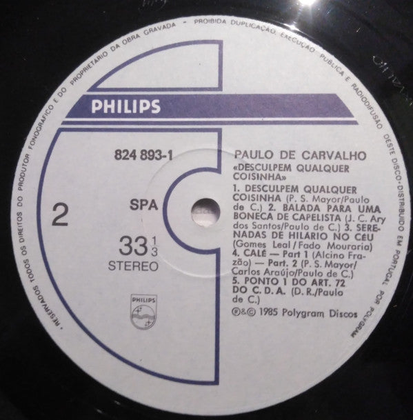 Paulo de Carvalho : Desculpem Qualquer Coisinha (LP, Album)