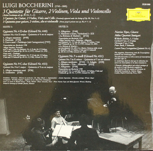 Luigi Boccherini, Narciso Yepes, Melos Quartett ∙ Lucero Tena : Gitarren-Quintette Nos. 4, 7, 9 «La Ritirata Di Madrid» (LP, RP)