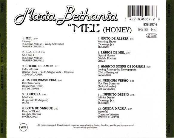 Maria Bethania* : Mel (CD, Album, RE)