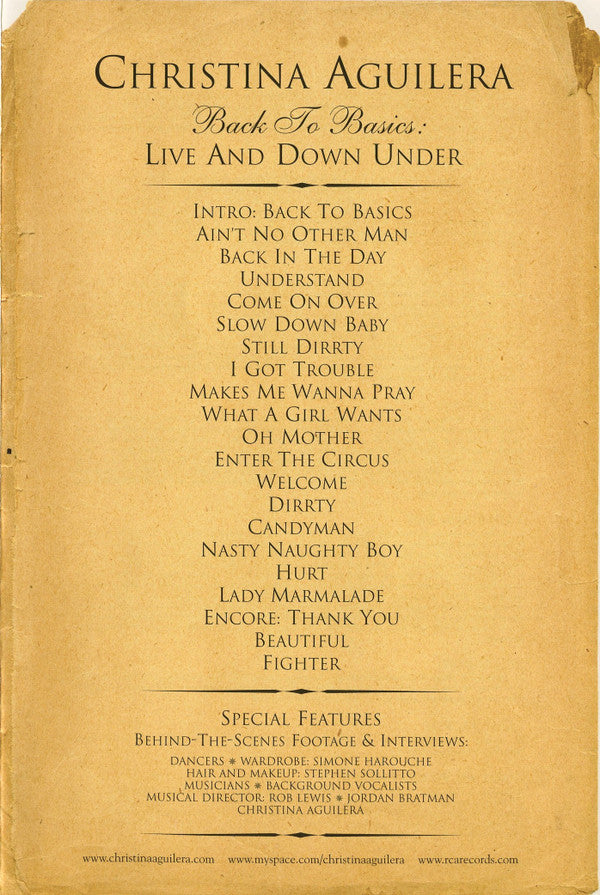 Christina Aguilera : Back To Basics: Live And Down Under (DVD-V, PAL)