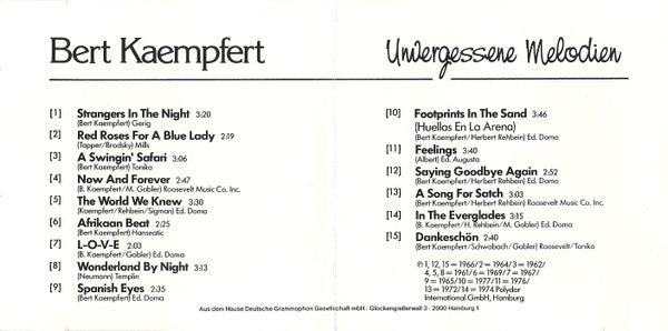 Bert Kaempfert : Unvergessene Melodien (CD, Comp, RE)