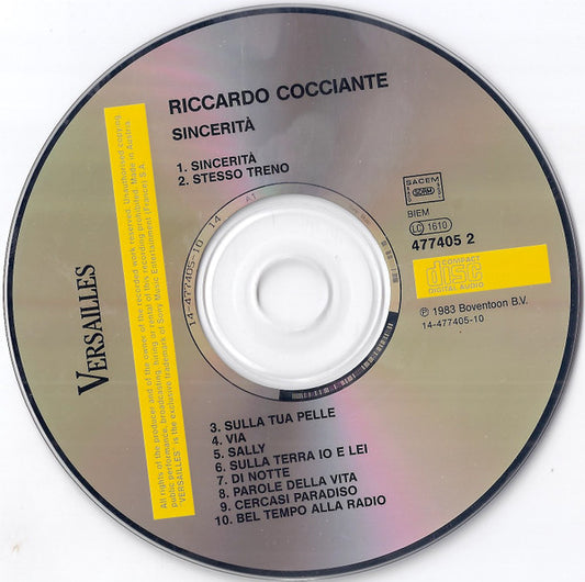 Riccardo Cocciante : Sincerità (CD, Album, RE)