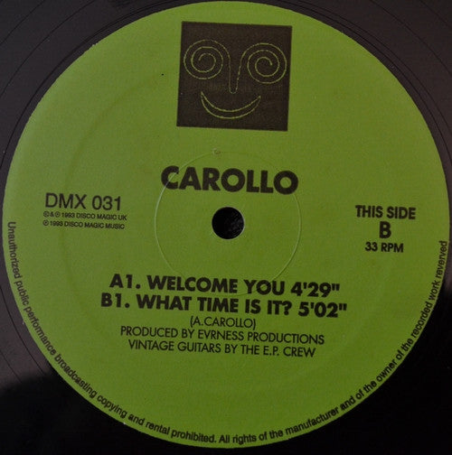 Agostino Carollo : Welcome You / What Time Is It? (12")