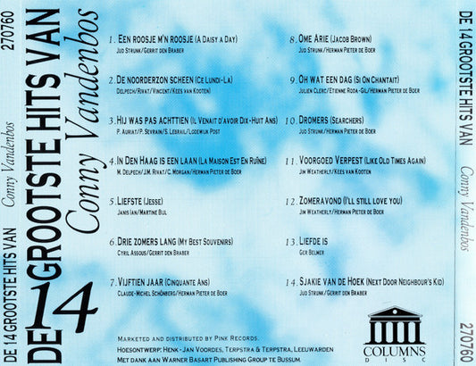 Conny Vandenbos : De 14 Grootste Hits Van Conny Vandenbos (CD, Comp)