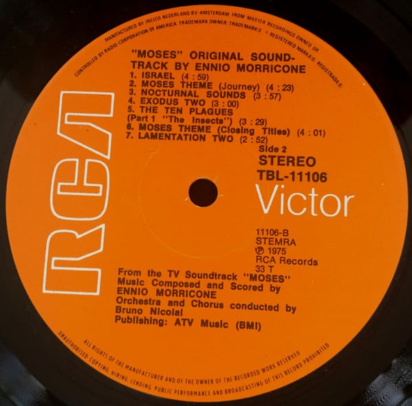 Ennio Morricone : Moses (Original Motion Picture Soundtrack) (LP, Album)