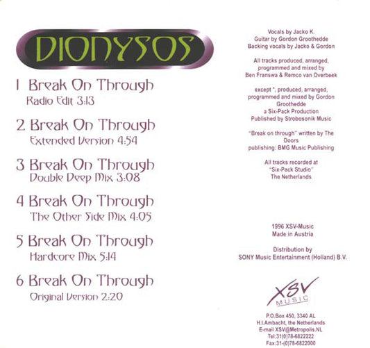 Dionysos : Break On Through (CD, Maxi)