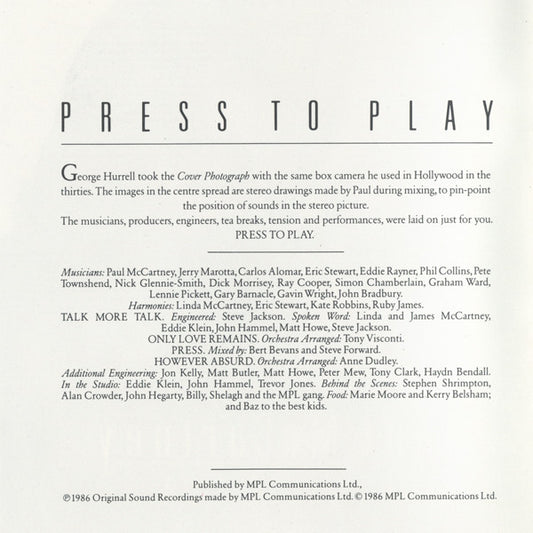 Paul McCartney : Press To Play (CD, Album)