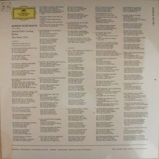 Robert Schumann - Dietrich Fischer-Dieskau ∙ Jörg Demus : Dichterliebe · Liederkreis Op. 24 (Les Amours Du Poète) (LP, RE)