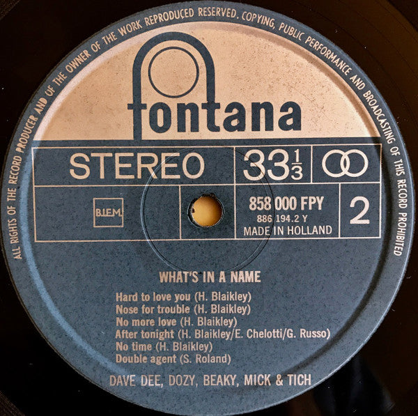 Dave Dee, Dozy, Beaky, Mick & Tich : What's In A Name (LP, Album)