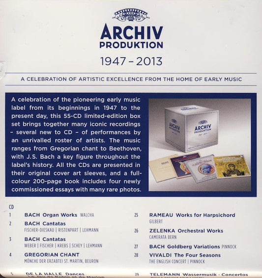 Various : Archiv Produktion 1947-2013 (55xCD, Comp, Mono, RM + Box, Ltd)