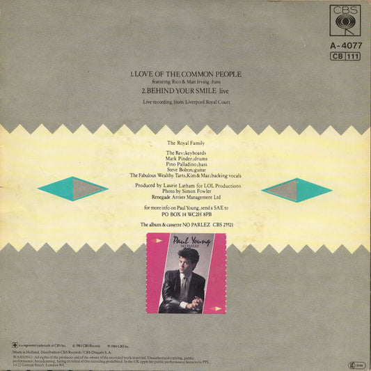 Paul Young : Love Of The Common People (7", Single)