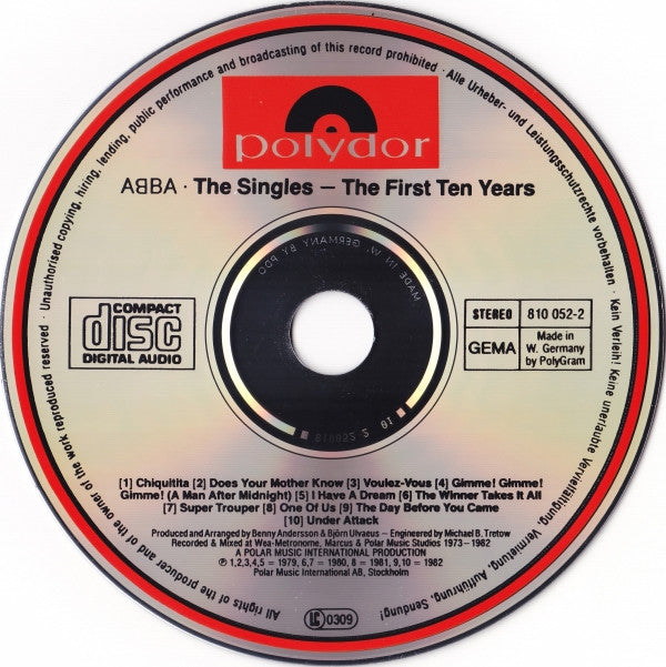 ABBA : The Singles (The First Ten Years) (2xCD, Comp, RE, PDO)