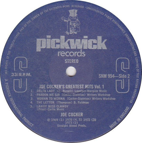 Joe Cocker : Joe Cocker's Greatest Hits Vol. 1 (LP, Comp)
