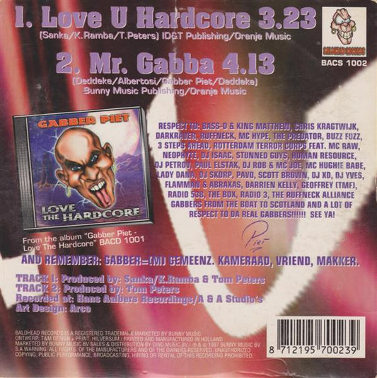 Gabber Piet : Love U Hardcore (CD, Single)