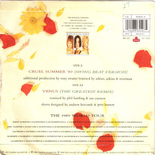 Bananarama : Cruel Summer '89 (7", Single)