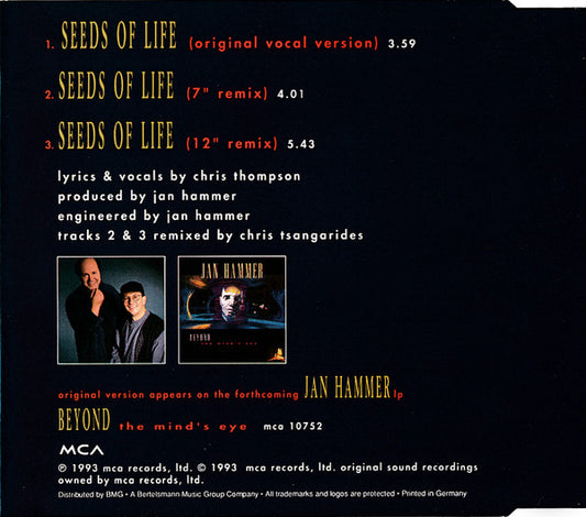 Jan Hammer : Seeds Of Life (CD, Maxi)