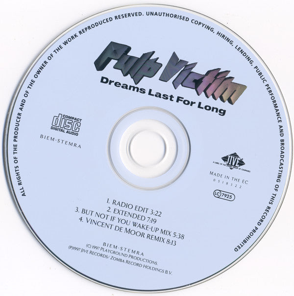 Pulp Victim : Dreams Last For Long (CD, Maxi)