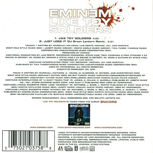 Eminem : Like Toy Soldiers (CD, Single)