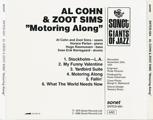 Al Cohn & Zoot Sims : Motoring Along (CD, Album, RE)