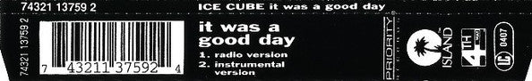 Ice Cube : It Was A Good Day (CD, Single)