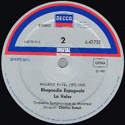 Charles Dutoit, Orchestre Symphonique de Montréal, Maurice Ravel : Bolero / Rapsodie Espagnole • La Valse / Alborada Del Gracioso (LP)