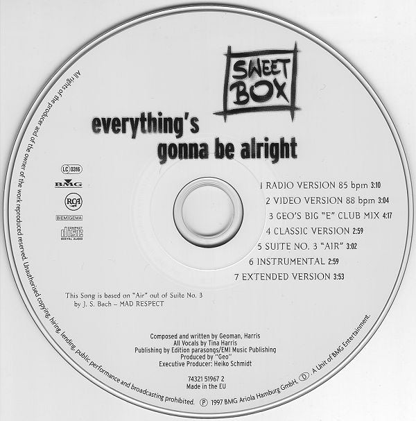 Sweetbox : Everything's Gonna Be Alright (CD, Maxi)