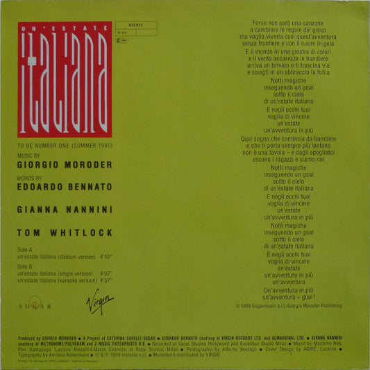 Edoardo Bennato ▪ Gianna Nannini : Un' Estate Italiana (12", Single)