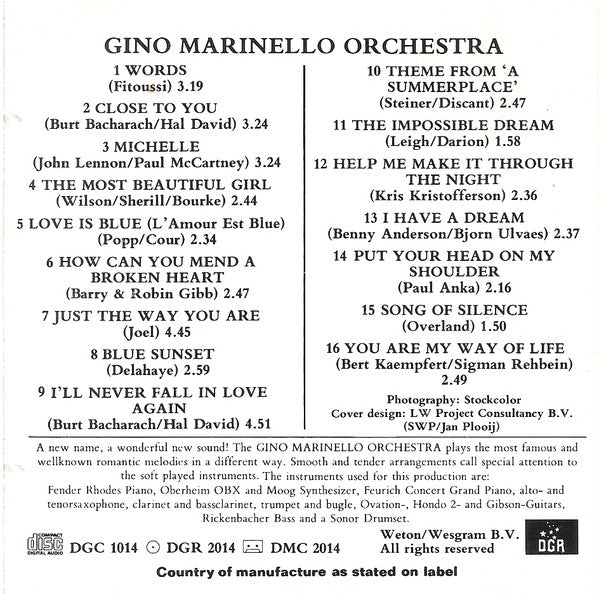 The Gino Marinello Orchestra : Starlight Melodies (CD, Album)