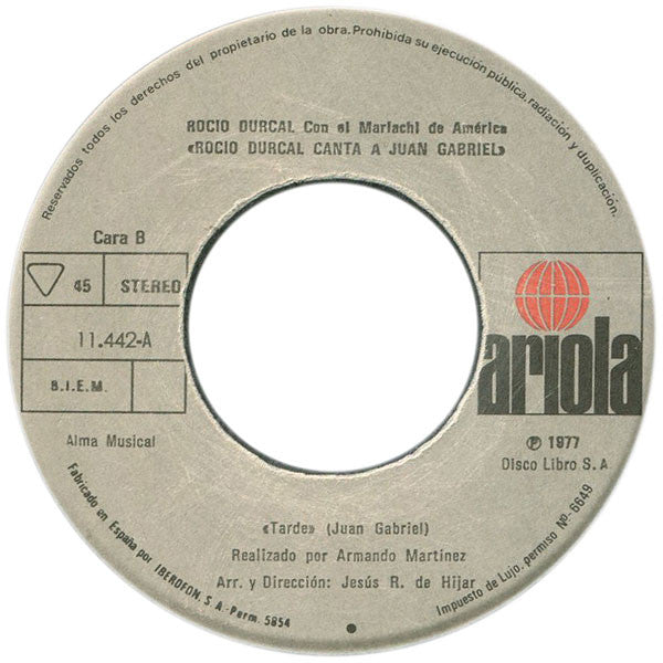 Rocío Dúrcal : Canta A Juan Gabriel (7", Single)