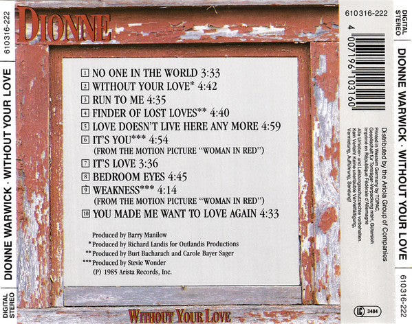 Dionne Warwick : Without Your Love (CD, Album)