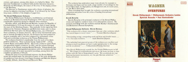 Richard Wagner, Slovak Philharmonic Orchestra, Philharmonia Orchestra, Bystrík Režucha, Paul Kantschieder : Overtures (CD)